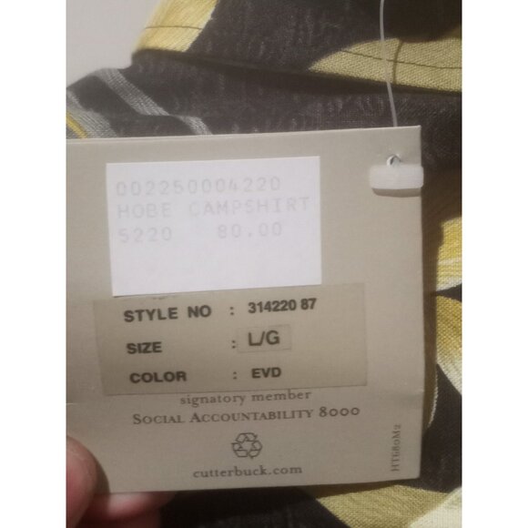 New Cutter Buck Shirt Mens Large L Short Sleeve Button Front Floral Multicolor - Picture 2 of 15